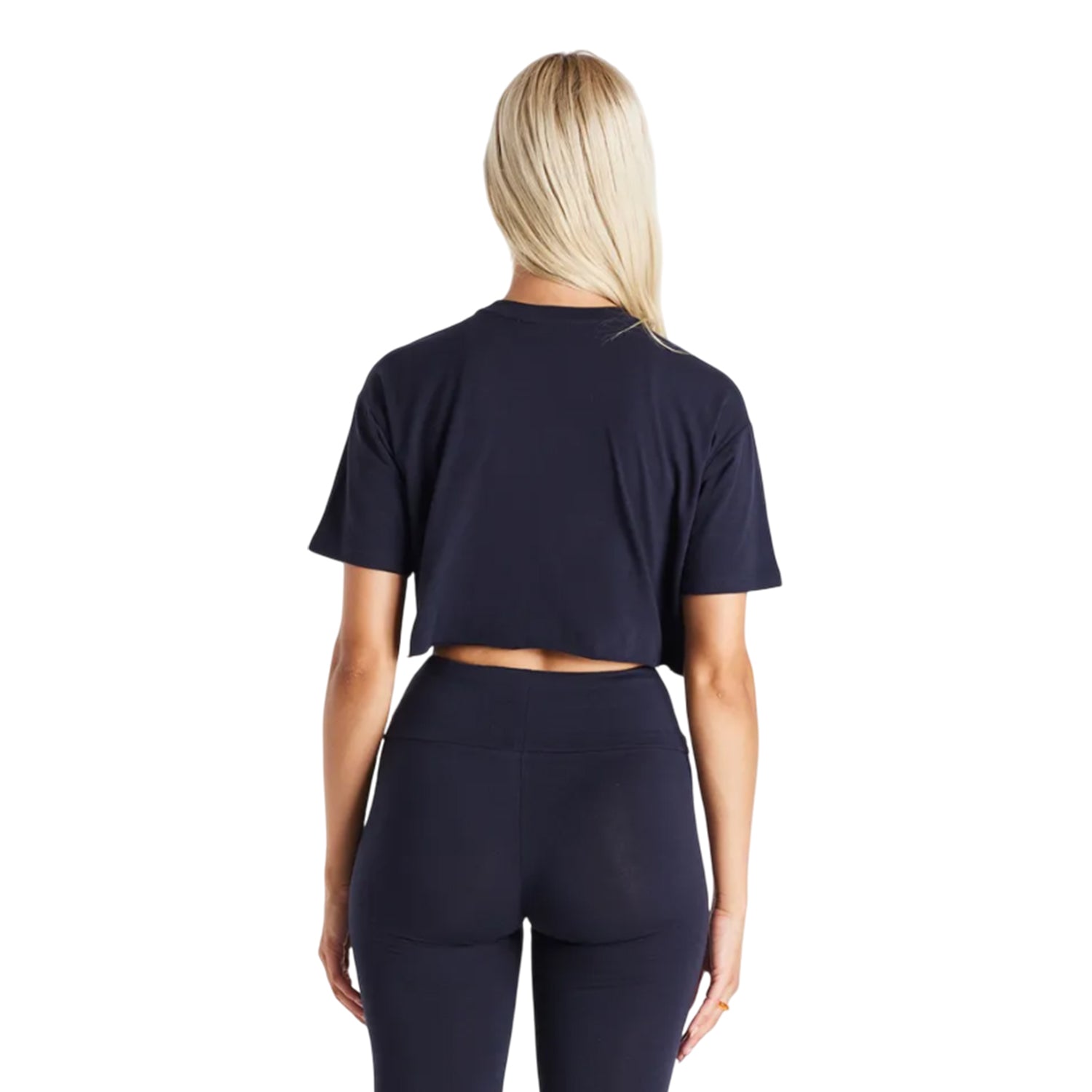 Navy - Back - SikSilk Womens-Ladies Varsity Cropped T-Shirt