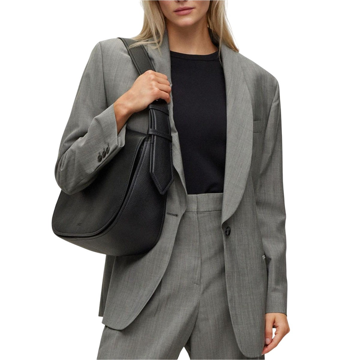Black - Lifestyle - Boss Womens-Ladies Leti Cow Leather Shoulder Bag