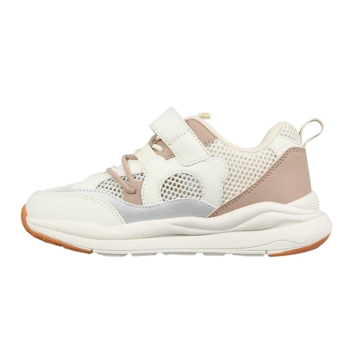 Cream - Back - Fabric Childrens-Kids Runners Trainers