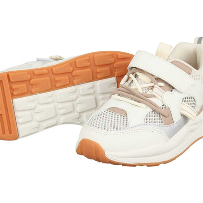 Cream - Side - Fabric Childrens-Kids Runners Trainers