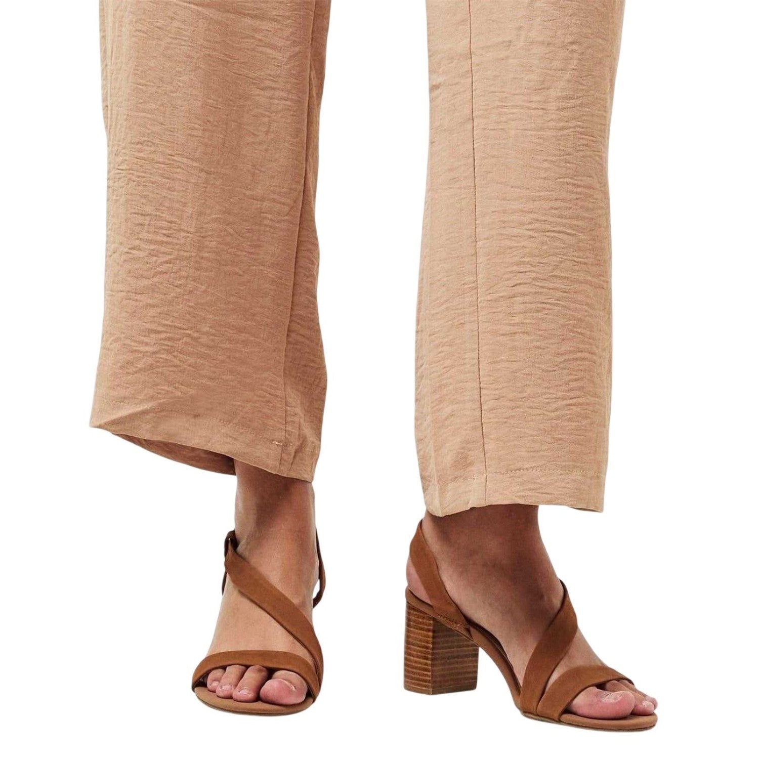 Tan - Pack Shot - Dune London Womens-Ladies Sling Back High Block Heel Sandals