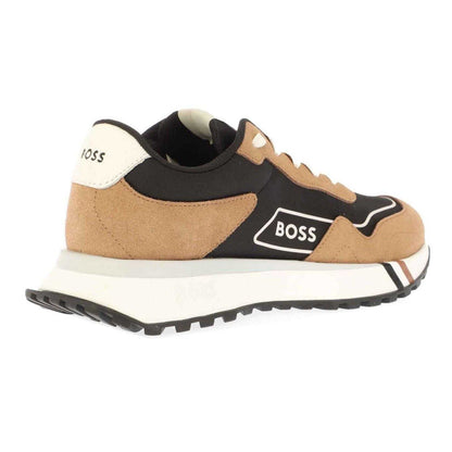 Brown - Back - Boss Mens Jonah Run Suede Trainers