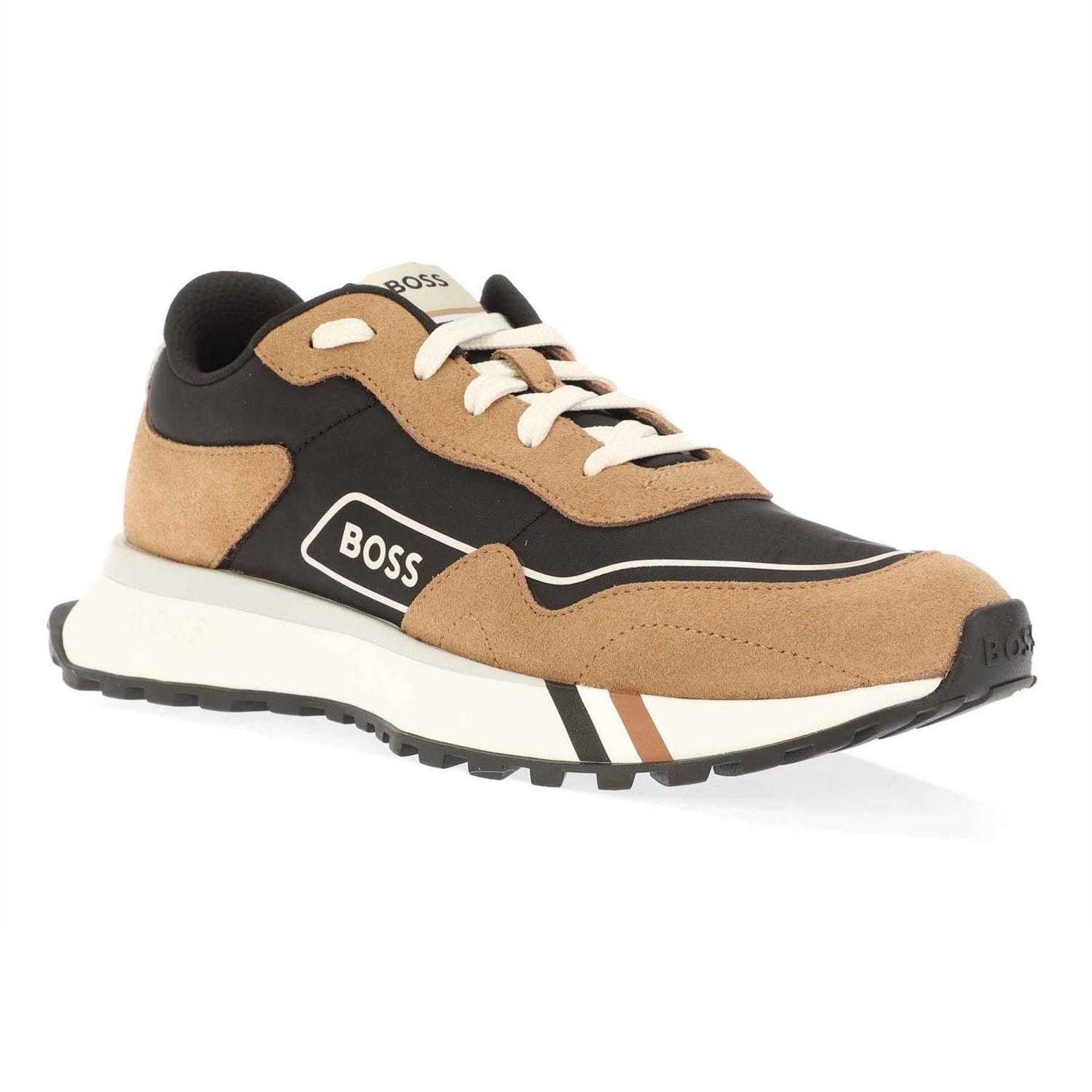 Brown - Side - Boss Mens Jonah Run Suede Trainers