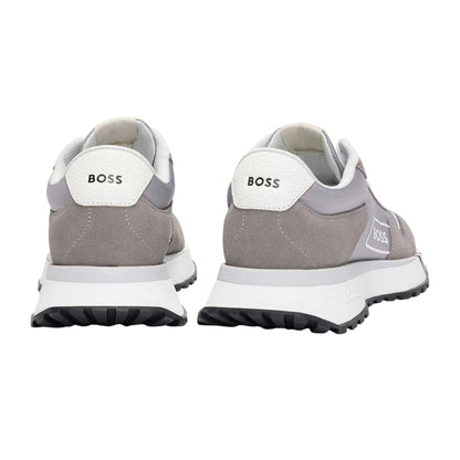 Grey - Back - Boss Mens Jonah Run Suede Trainers