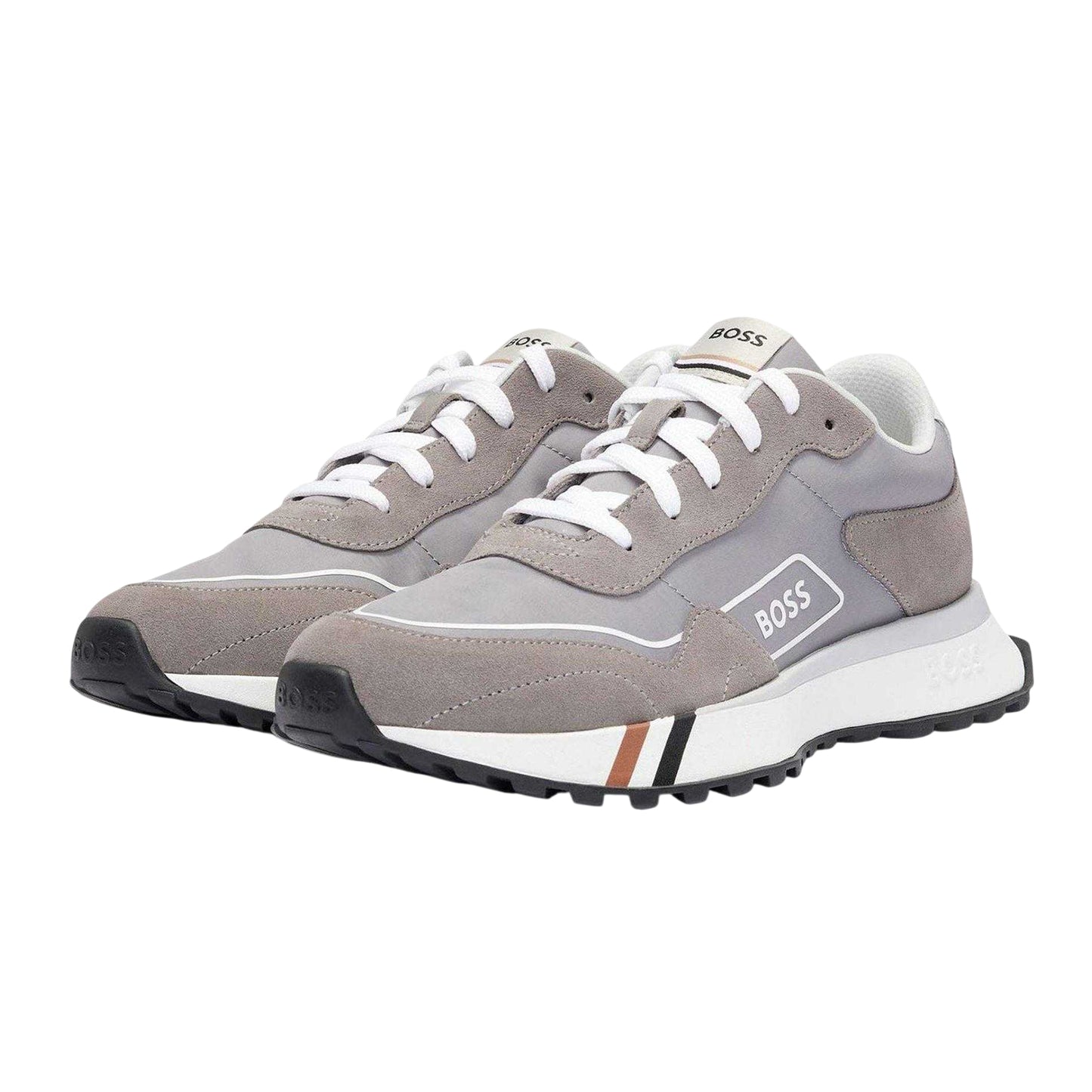 Grey - Pack Shot - Boss Mens Jonah Run Suede Trainers