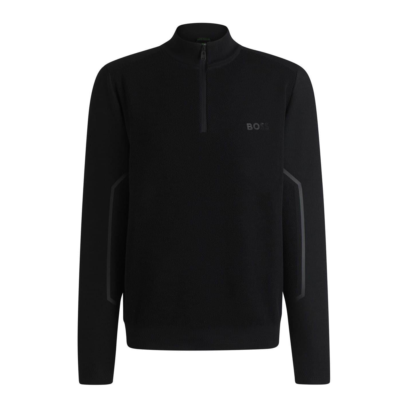 Black - Front - Boss Mens Zhine Regular Long-Sleeved Jumper