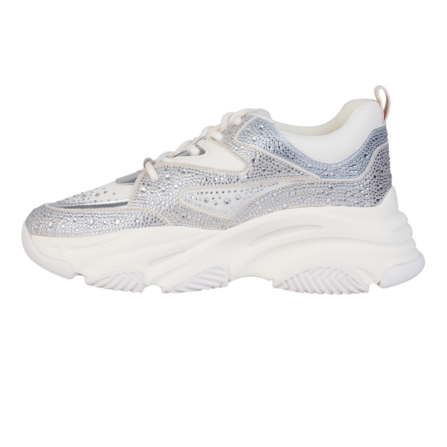 Coin-Silver - Side - Steve Madden Womens-Ladies Privy Embellished Trainers