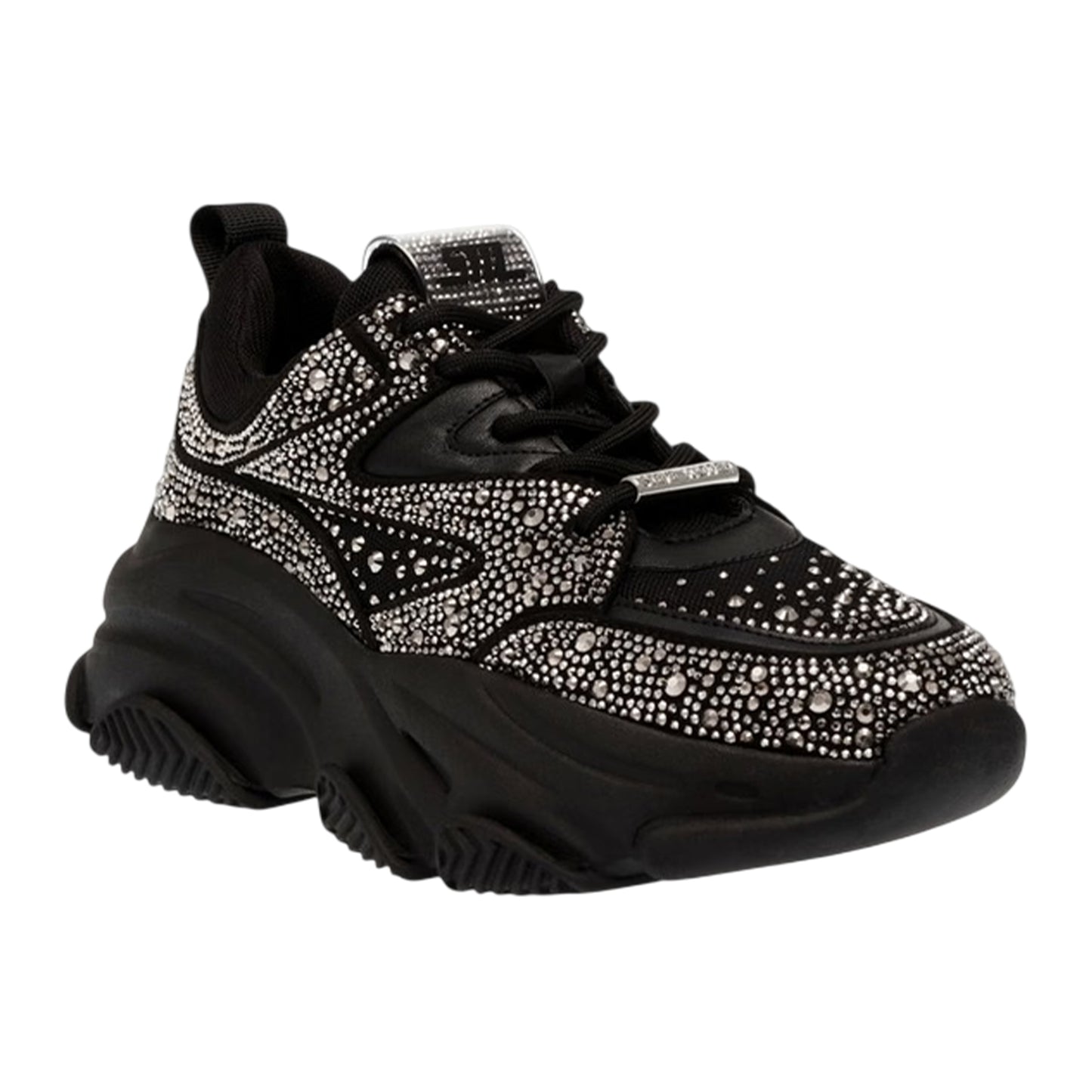 Black - Side - Steve Madden Womens-Ladies Privy Embellished Trainers