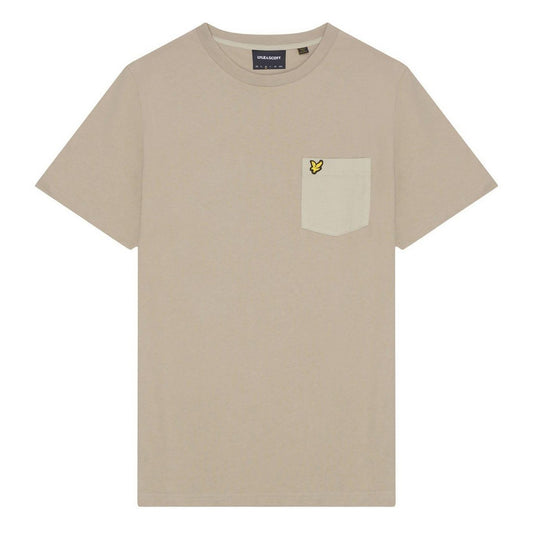 Beige - Front - Lyle & Scott Mens Tonal Pocket T-Shirt