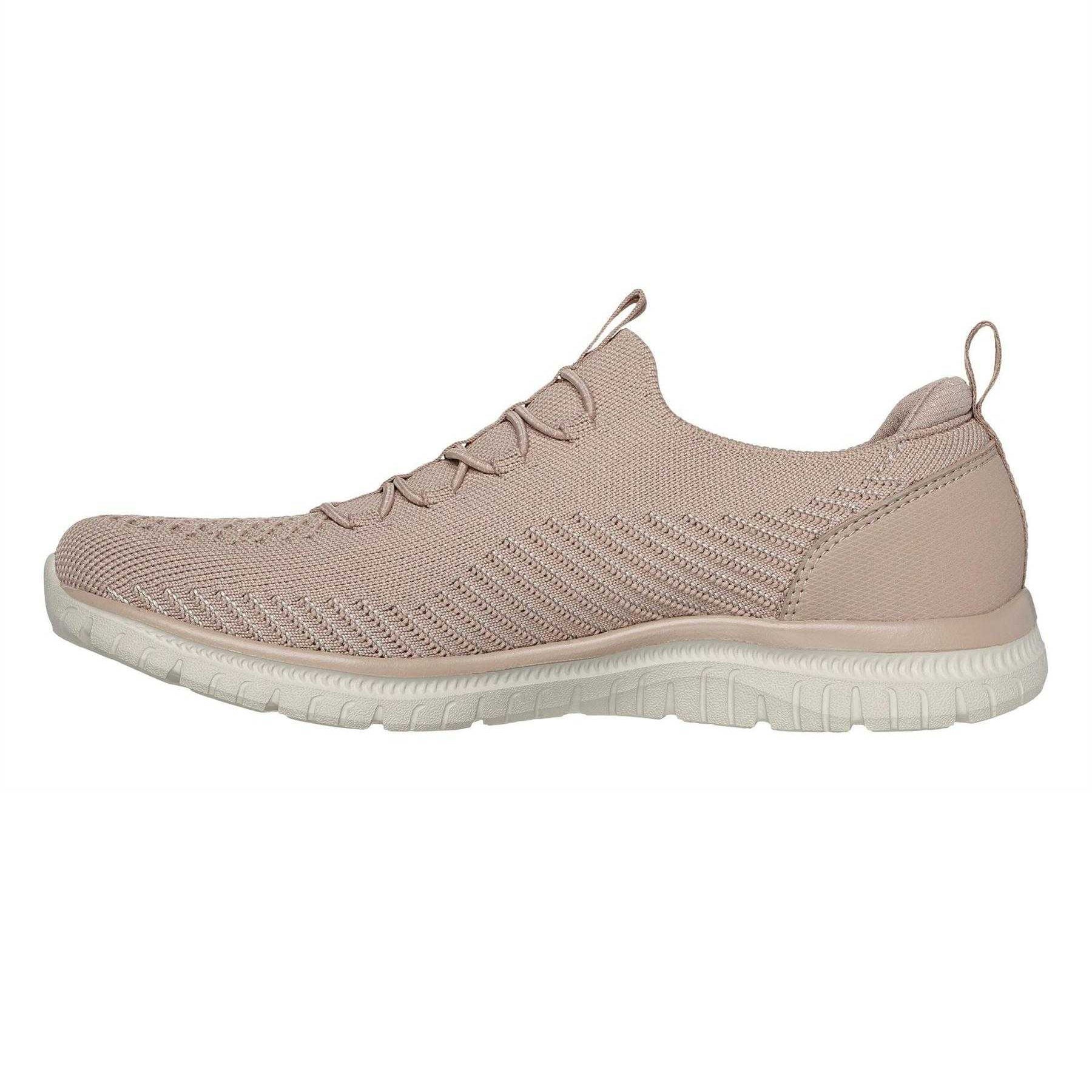 Beige - Back - Skechers Womens-Ladies Virtue Knitted Slip-on Trainers