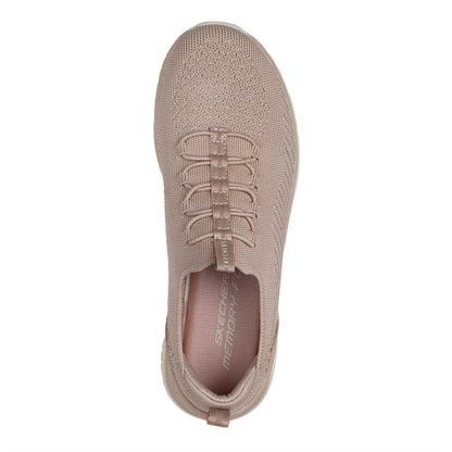 Beige - Side - Skechers Womens-Ladies Virtue Knitted Slip-on Trainers