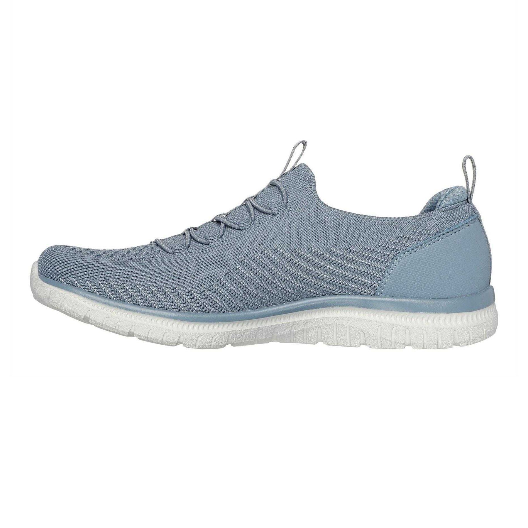 Blue - Back - Skechers Womens-Ladies Virtue Knitted Slip-on Trainers