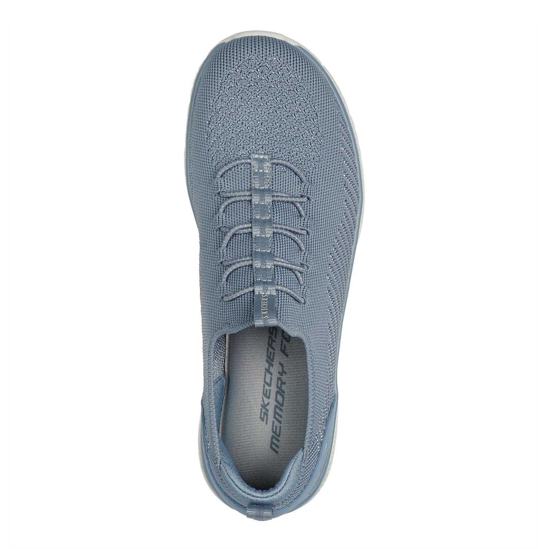 Blue - Side - Skechers Womens-Ladies Virtue Knitted Slip-on Trainers