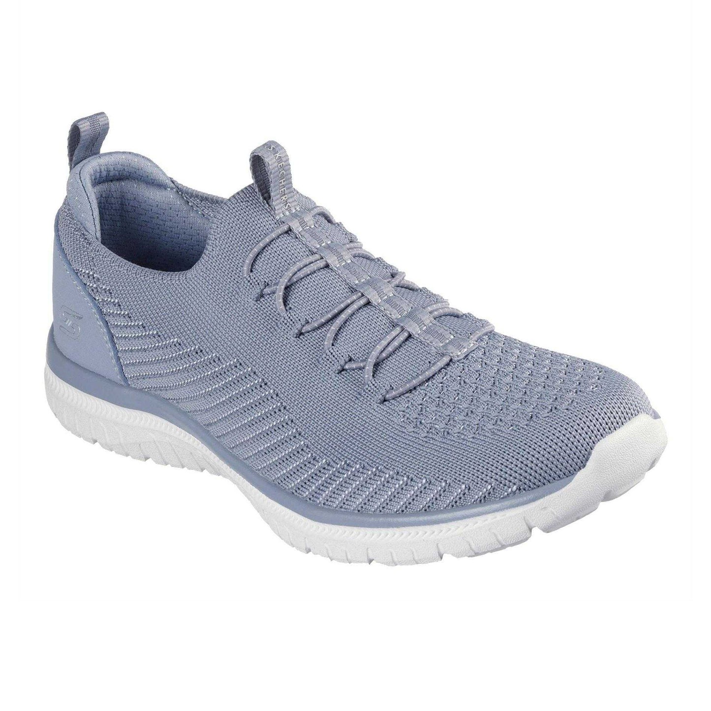 Blue - Pack Shot - Skechers Womens-Ladies Virtue Knitted Slip-on Trainers