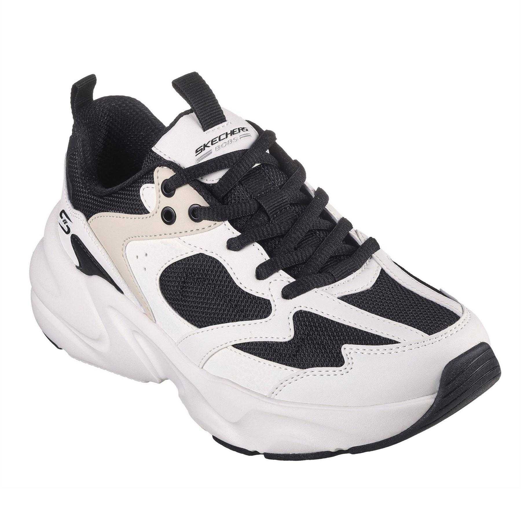 White-Black - Pack Shot - Skechers Womens-Ladies Bobs Mania 2 Trainers