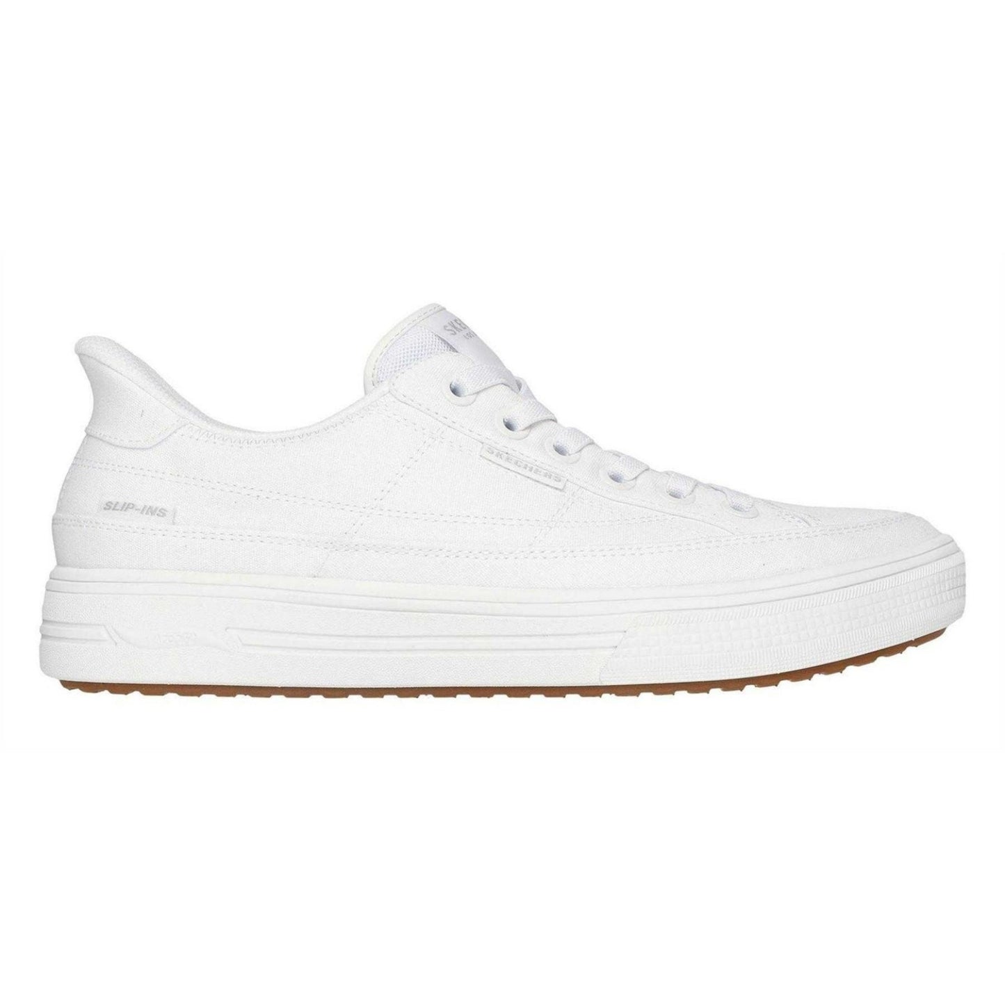 White - Front - Skechers Mens Arcade See Ya There Canvas Trainers