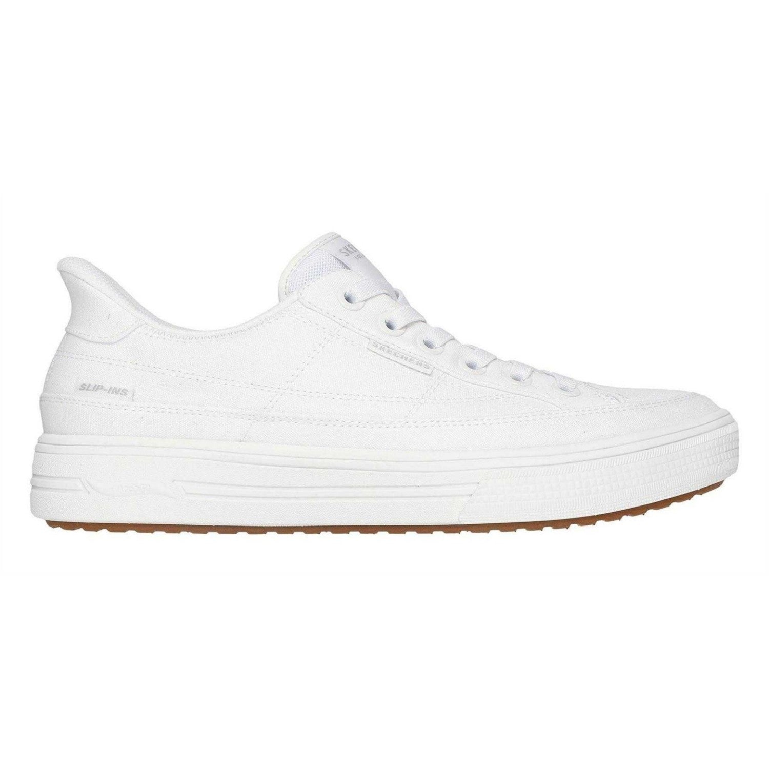 White - Front - Skechers Mens Arcade See Ya There Canvas Trainers