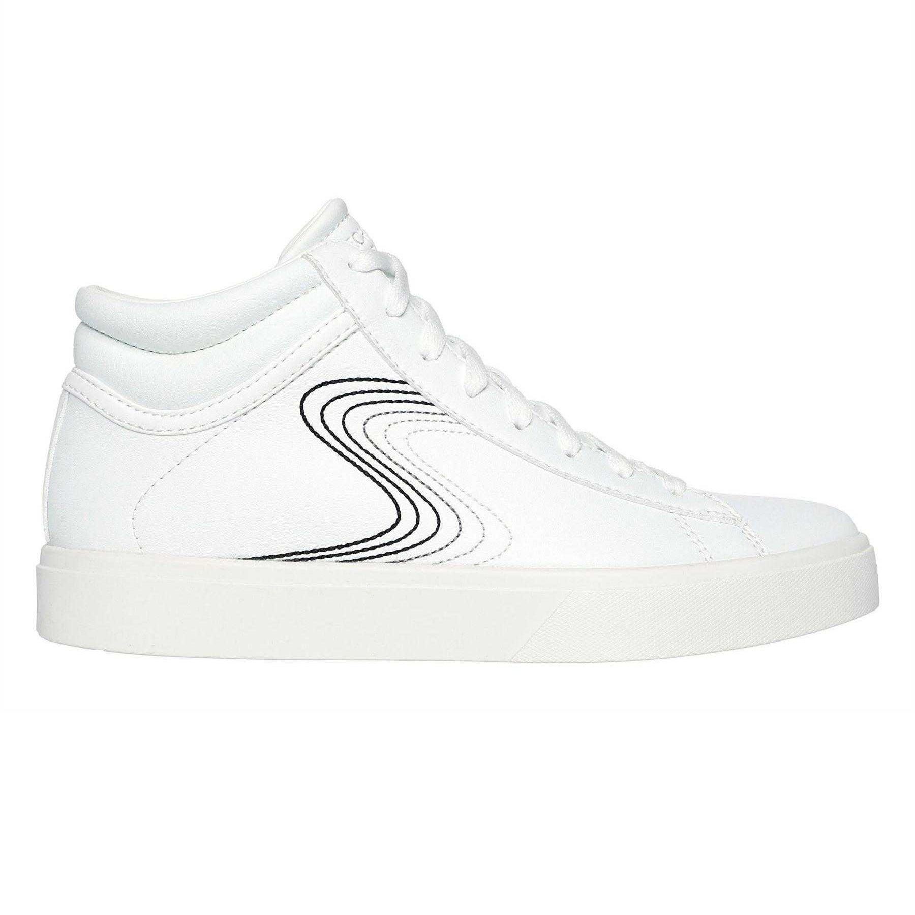 White-Black - Front - Skechers Childrens-Kids Edenlx Classic Swirl Leather Flat Trainers