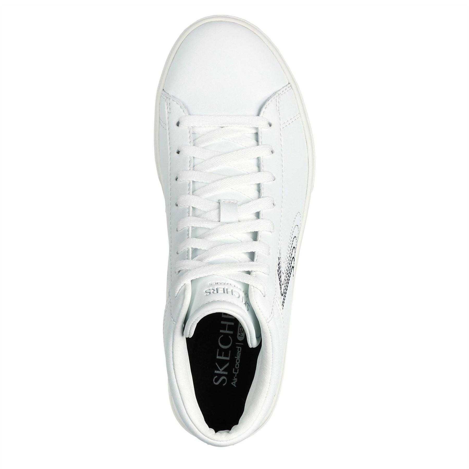White-Black - Side - Skechers Childrens-Kids Edenlx Classic Swirl Leather Flat Trainers