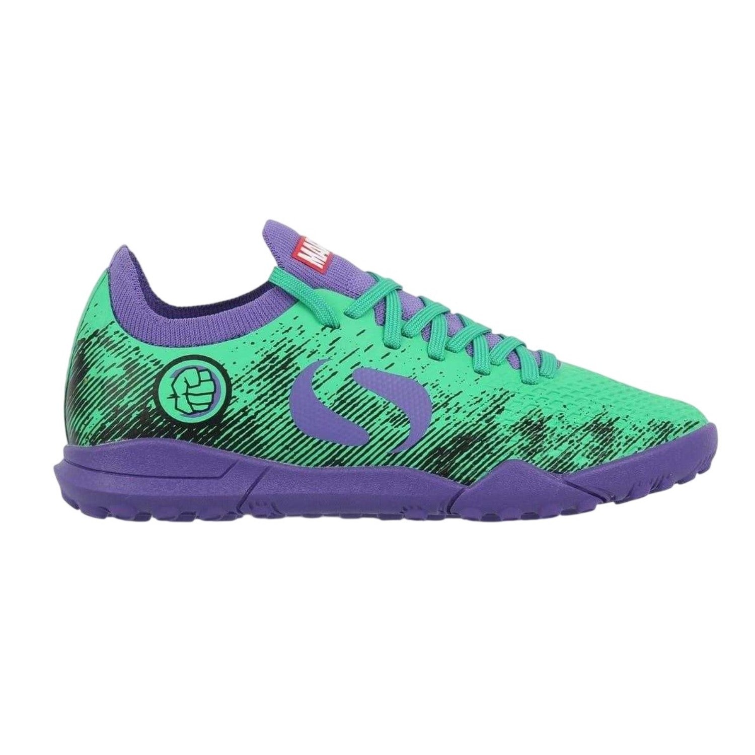 Green-Purple - Front - Hulk Childrens-Kids Hulk Astro Turf Trainers