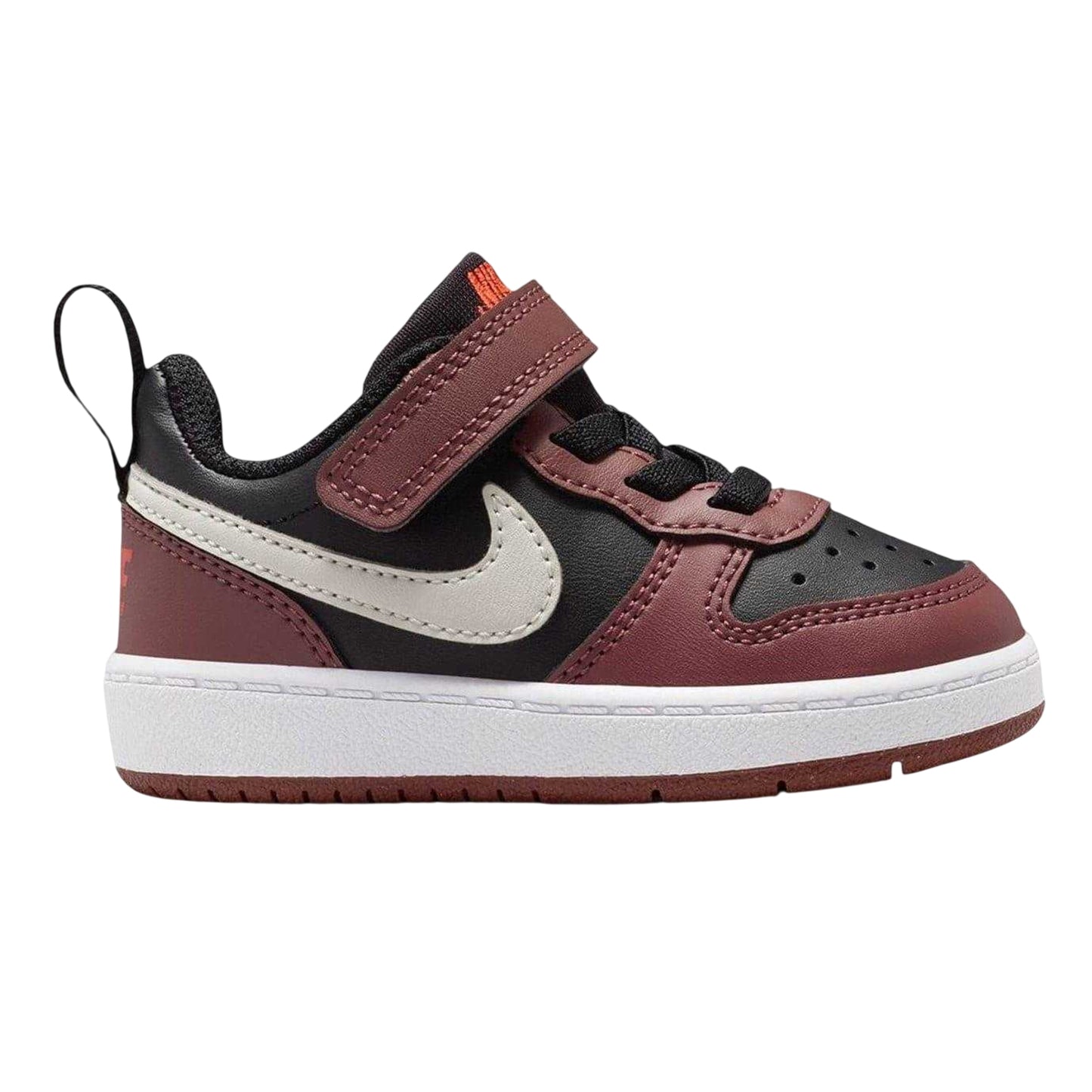 Black-Red - Front - Nike Childrens-Kids Court Borough Leather Trainers