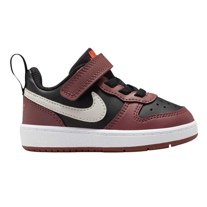 Black-Red - Front - Nike Childrens-Kids Court Borough Leather Trainers