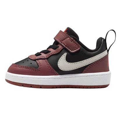Black-Red - Side - Nike Childrens-Kids Court Borough Leather Trainers
