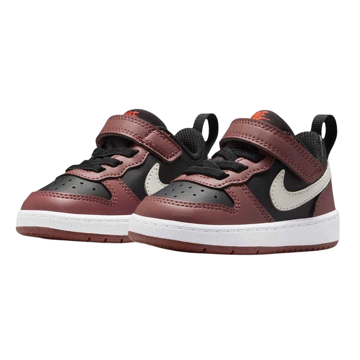 Black-Red - Pack Shot - Nike Childrens-Kids Court Borough Leather Trainers