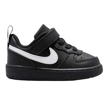 Black-White - Front - Nike Childrens-Kids Court Borough Leather Trainers