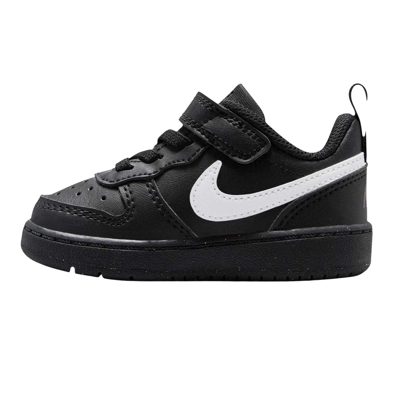 Black-White - Side - Nike Childrens-Kids Court Borough Leather Trainers