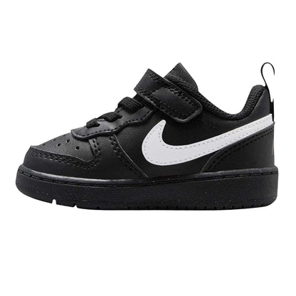 Black-White - Side - Nike Childrens-Kids Court Borough Leather Trainers