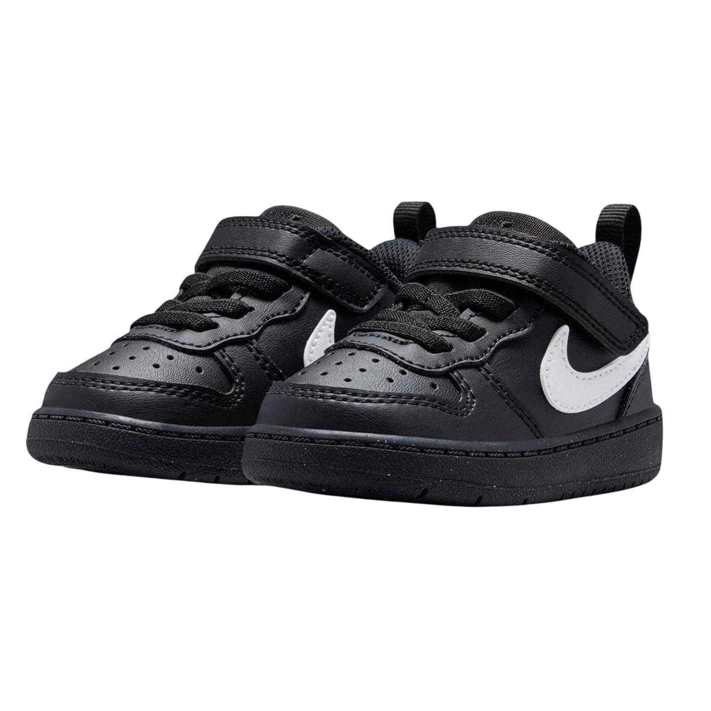 Black-White - Pack Shot - Nike Childrens-Kids Court Borough Leather Trainers