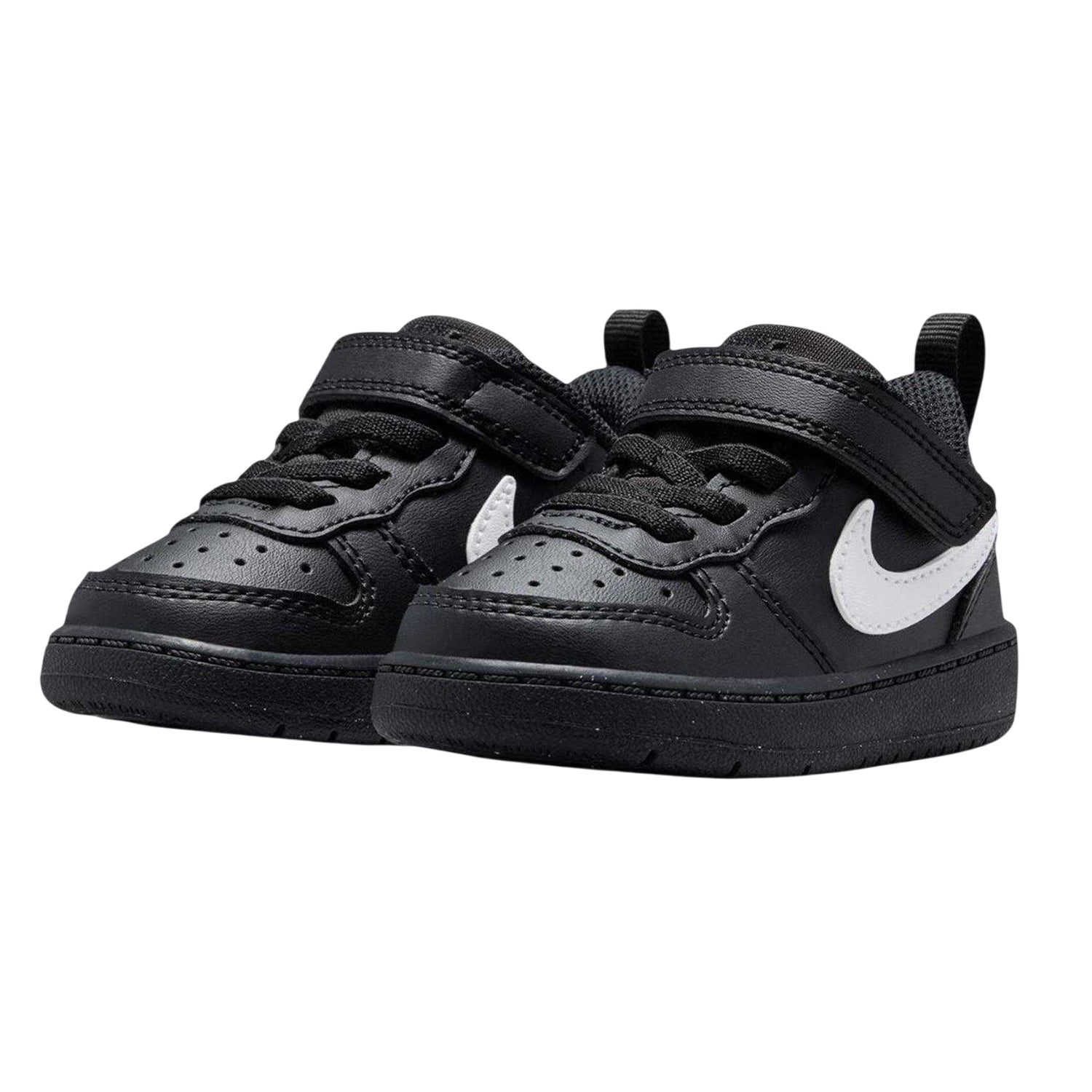 Black-White - Pack Shot - Nike Childrens-Kids Court Borough Leather Trainers