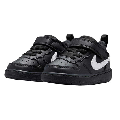 Black-White - Pack Shot - Nike Childrens-Kids Court Borough Leather Trainers