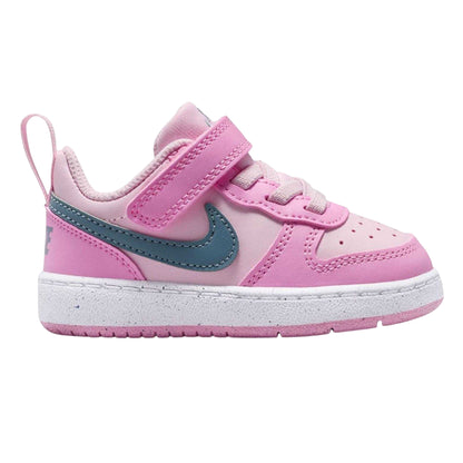 Pink-Grey - Front - Nike Childrens-Kids Court Borough Leather Trainers