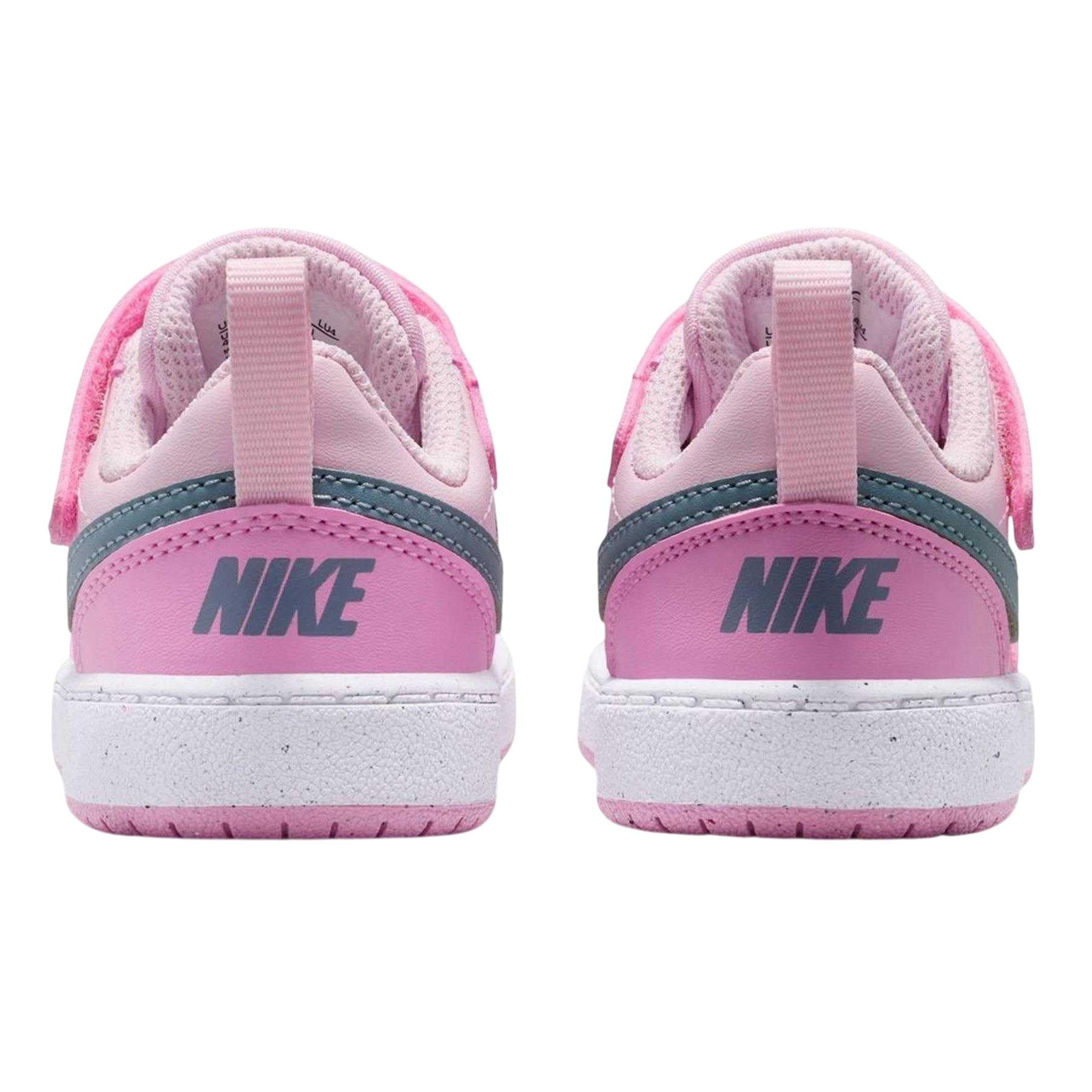Pink-Grey - Back - Nike Childrens-Kids Court Borough Leather Trainers
