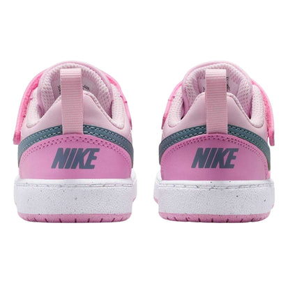 Pink-Grey - Back - Nike Childrens-Kids Court Borough Leather Trainers