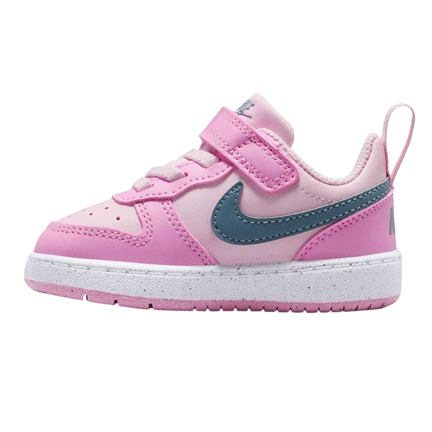 Pink-Grey - Side - Nike Childrens-Kids Court Borough Leather Trainers