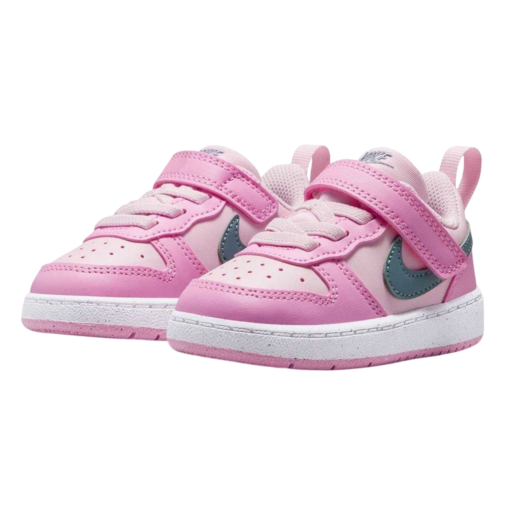 Pink-Grey - Pack Shot - Nike Childrens-Kids Court Borough Leather Trainers