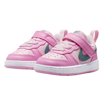 Pink-Grey - Pack Shot - Nike Childrens-Kids Court Borough Leather Trainers