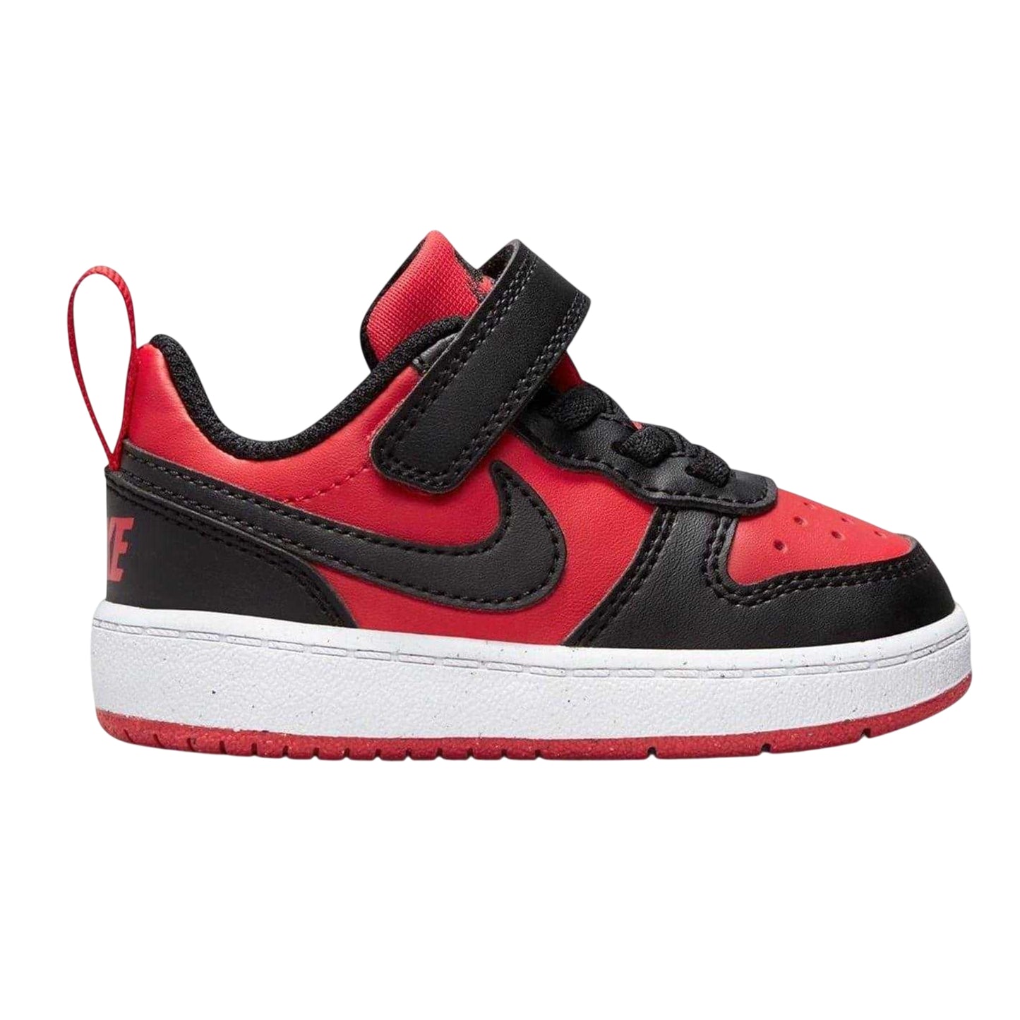 Red-Black - Front - Nike Childrens-Kids Court Borough Leather Trainers