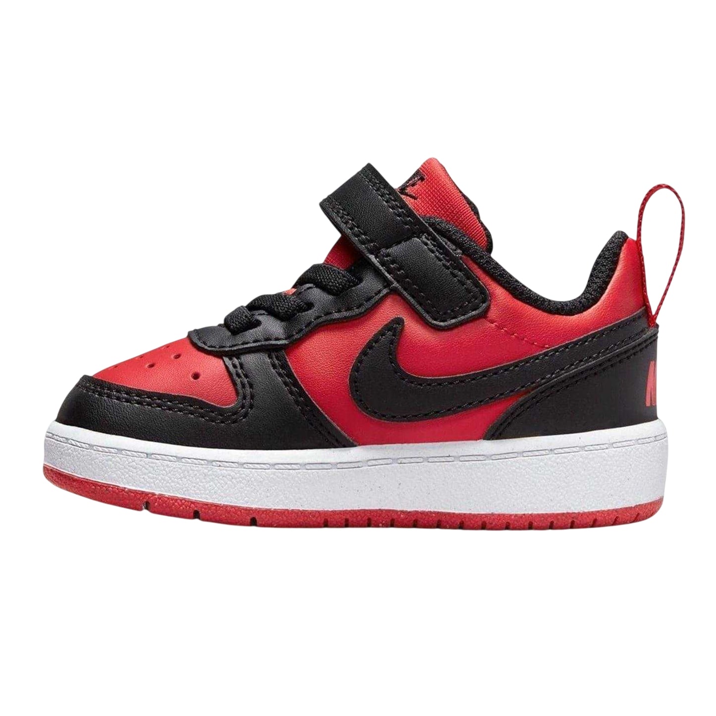 Red-Black - Side - Nike Childrens-Kids Court Borough Leather Trainers