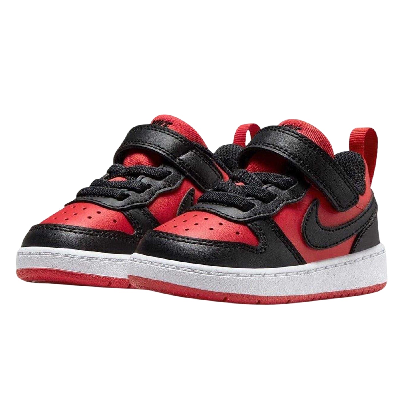Red-Black - Pack Shot - Nike Childrens-Kids Court Borough Leather Trainers