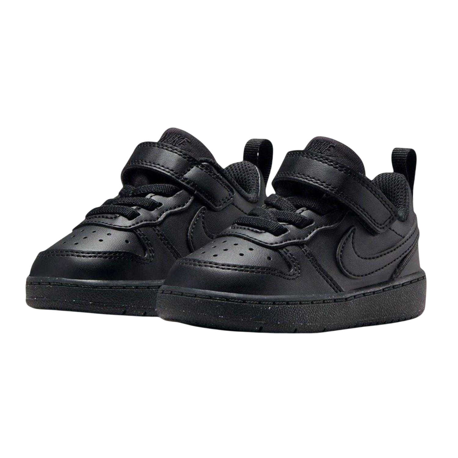 Black - Pack Shot - Nike Childrens-Kids Court Borough Leather Trainers