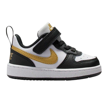 Black-Gold - Front - Nike Childrens-Kids Court Borough Leather Trainers