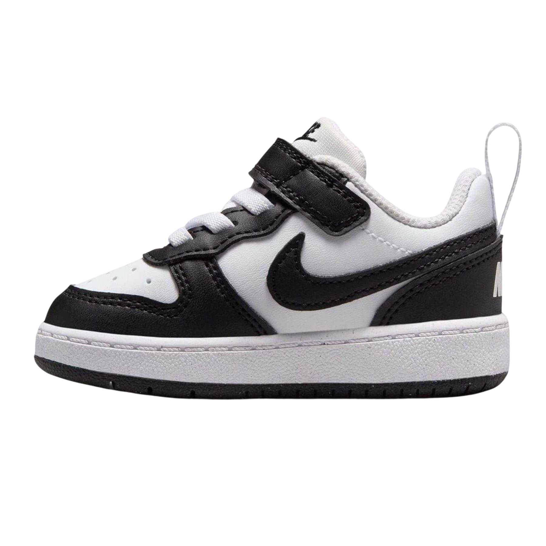 White-Black - Side - Nike Childrens-Kids Court Borough Leather Trainers