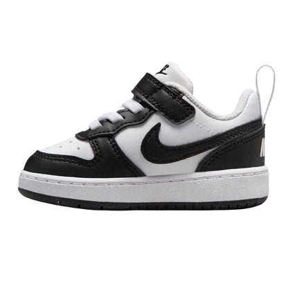 White-Black - Side - Nike Childrens-Kids Court Borough Leather Trainers