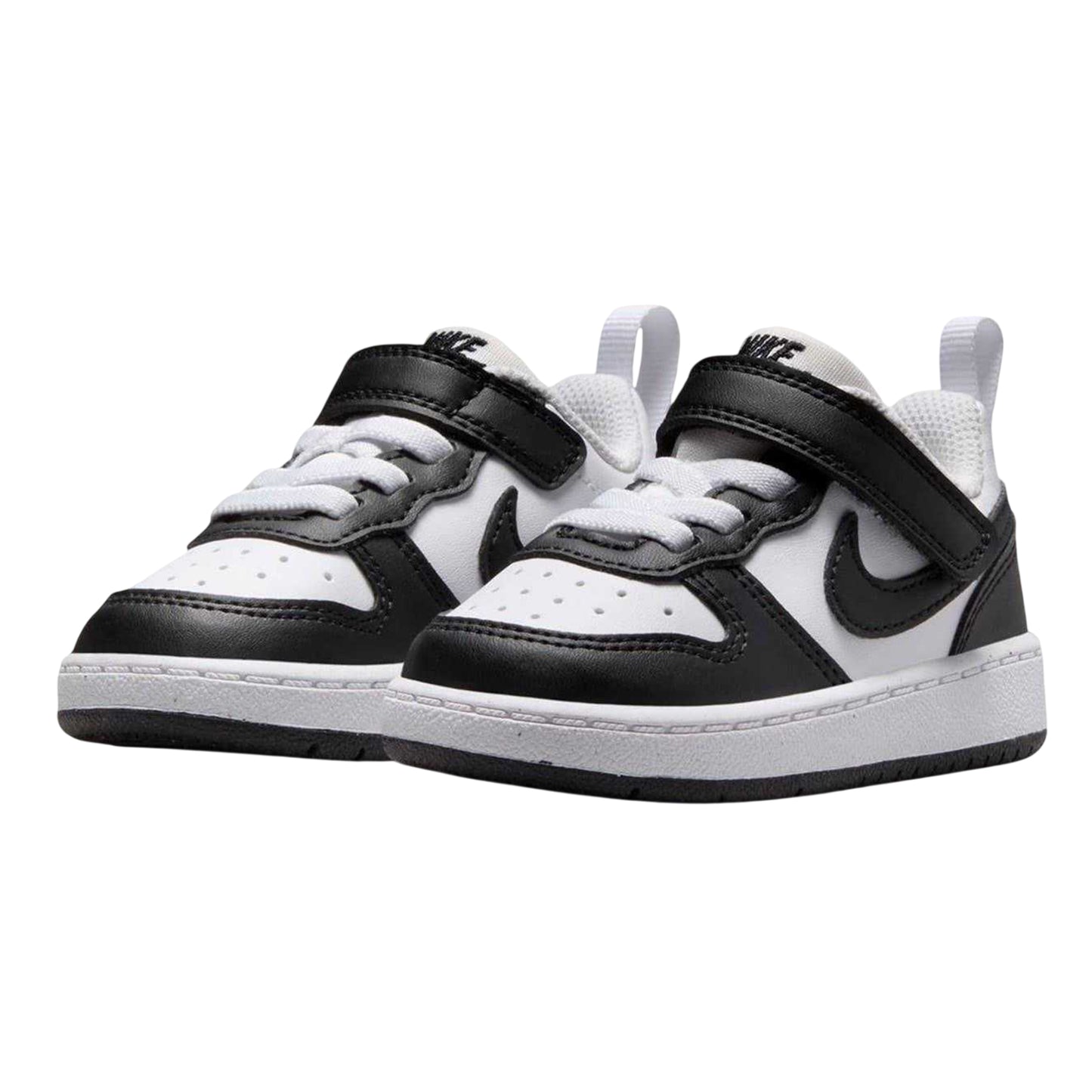 White-Black - Pack Shot - Nike Childrens-Kids Court Borough Leather Trainers