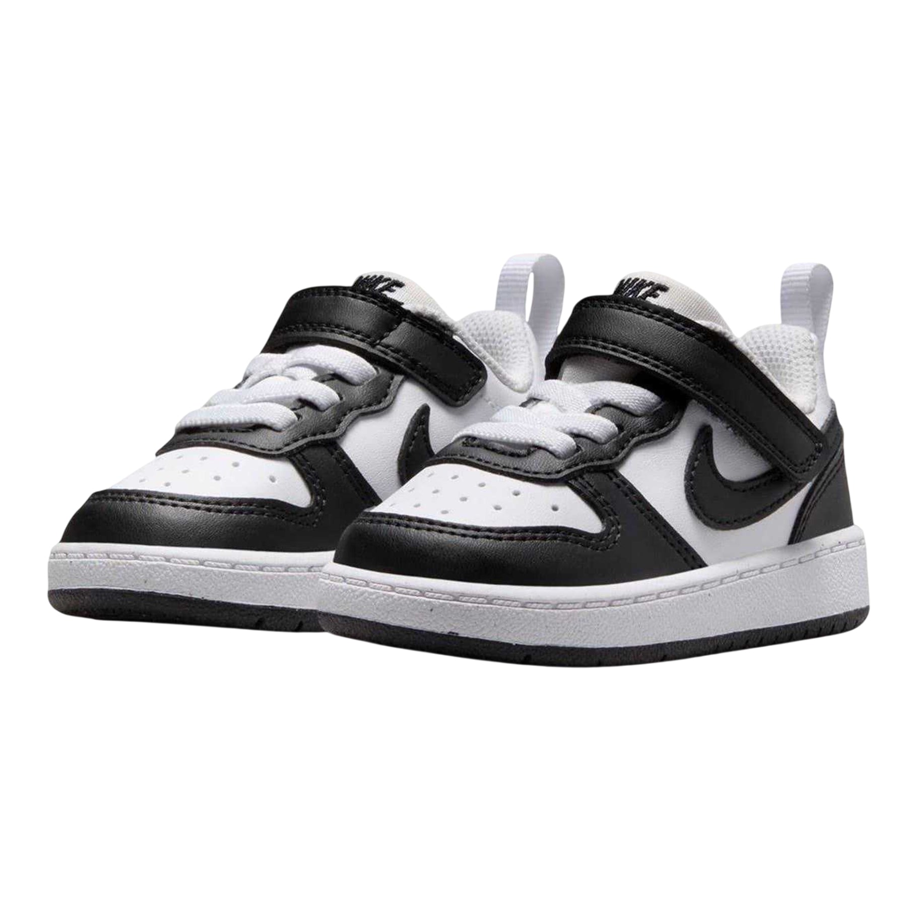White-Black - Pack Shot - Nike Childrens-Kids Court Borough Leather Trainers