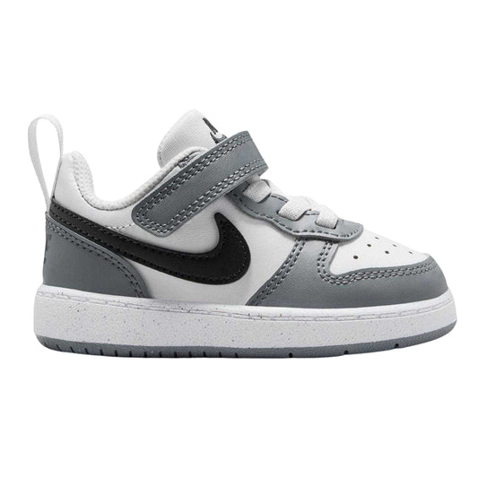White-Black-Grey - Front - Nike Childrens-Kids Court Borough Leather Trainers